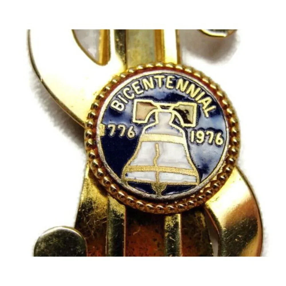 Money Clip Dollar Sign Bicentennial Gold T Wallet Credit Card Cash Holder Used